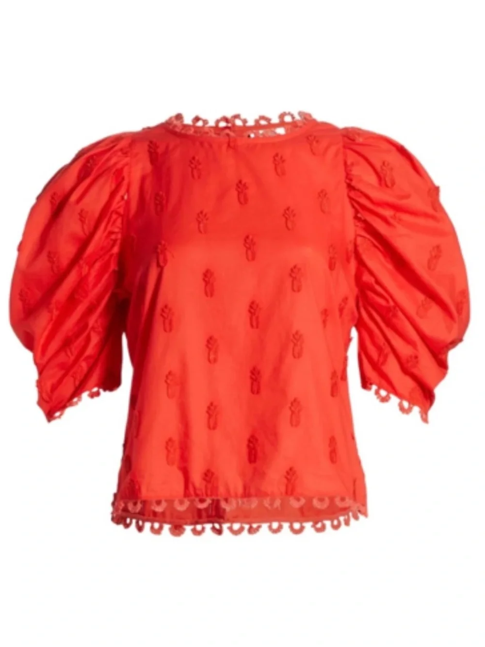 FARM Rio Embroidered 3D Pineapple Cotton Blouse